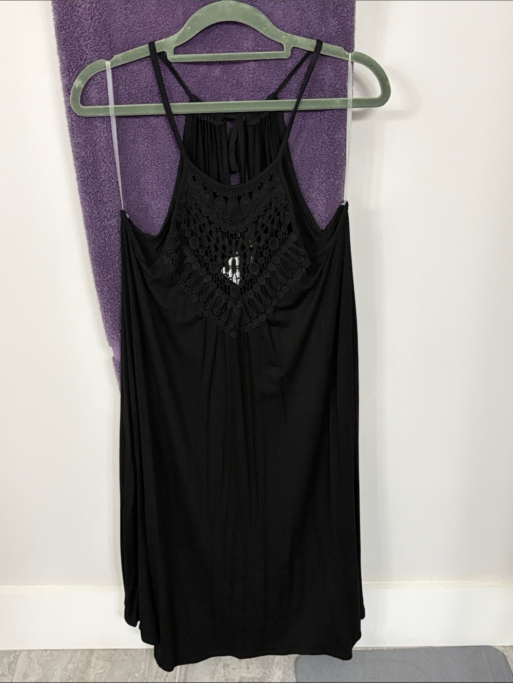 Black Crochet Yoke Spaghetti Strap Dress - brand new with tags